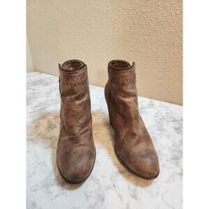 Daisy Fuentes Women's Brown Faux Leather Ankle Caroline Heeled‎ Boots Size 9.5